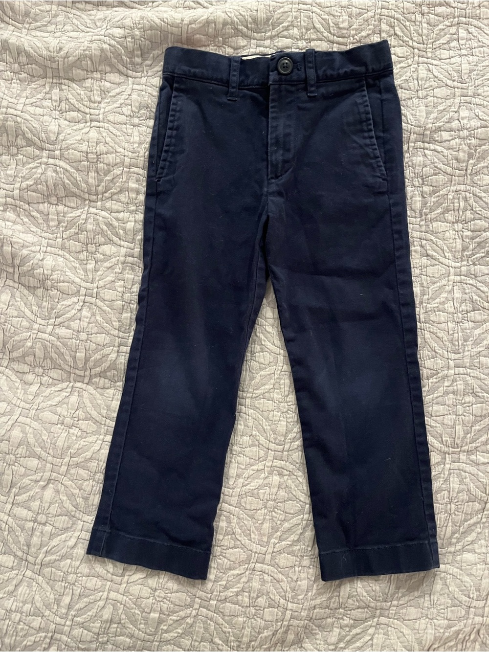 NWOT Boy’s Crewcuts Classic Navy Chino Uniform Adjustable Waist Pants Sz 4 Slim